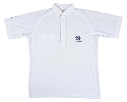1986-96 Lou Holtz Game Worn Notre Dame White Polo Shirt (Holtz LOA)